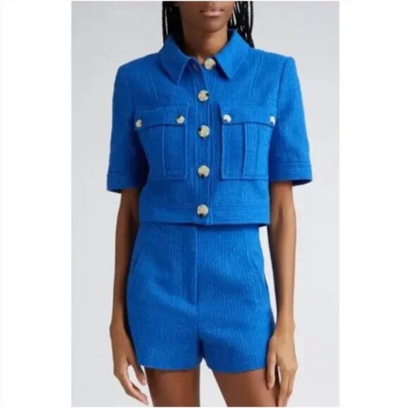 Veronica Beard Rosalina Cobalt Short Sleeve Jacket 14 NWT $498 - Picture 2 of 9